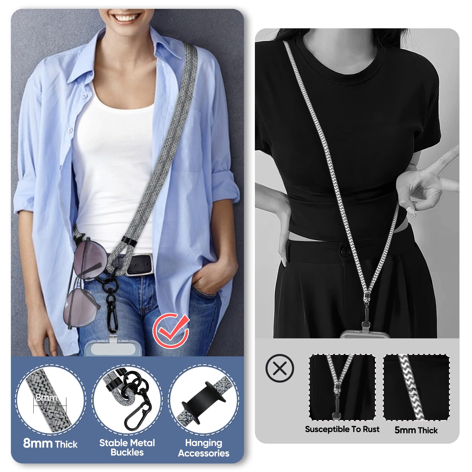 Sunglasses and phone carrying case lanyard Amazon.com: JingRoom Adjustable Crossbody Cell Phone Lanyard  main image 2