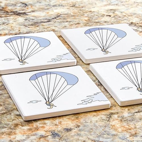 Miniatura 7 de Parasaurolophus - Posavasos de parapente, decoración del hogar Joyride, 4 posavasos de cerámica, posavasos cuadrados de 4 pulgadas, juego de 4,