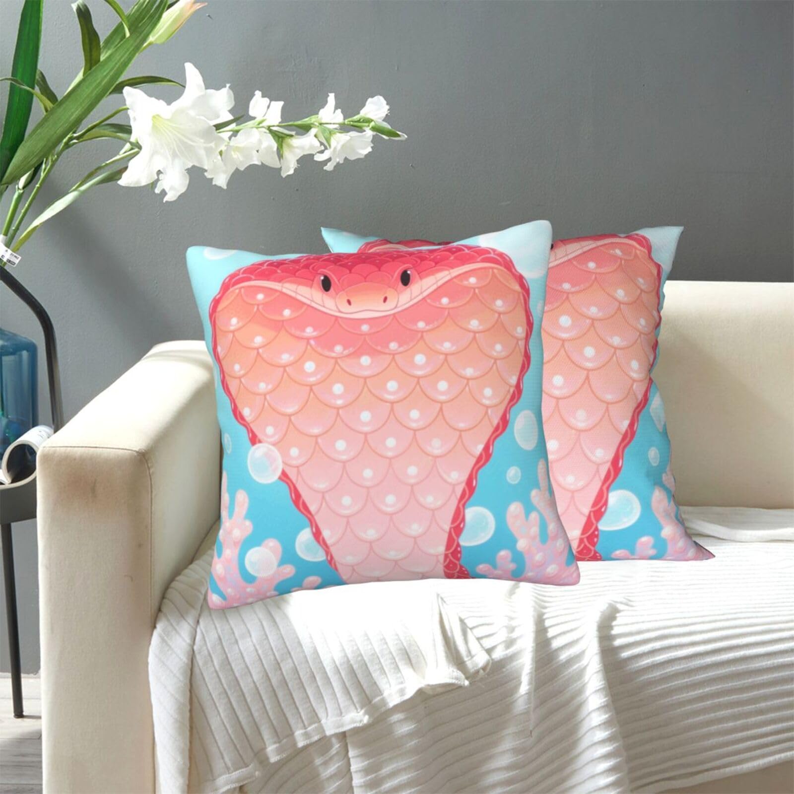 FekiLoot Decorative Throw Pillow Covers Modern Farmhouse Pillowcase Double Sided Cozy Cushion Cover for Sofa Couch Bed 12"X12" Snake