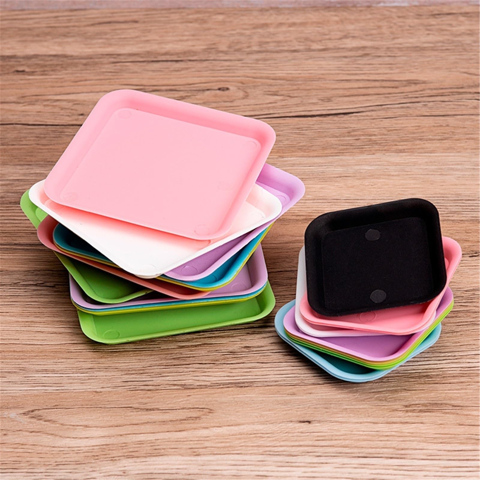 Sottovasi per Fiori Vassoi antigoccia Quadrati for Piante in Vaso da 10 Pezzi Vaso(Nero,Grande)