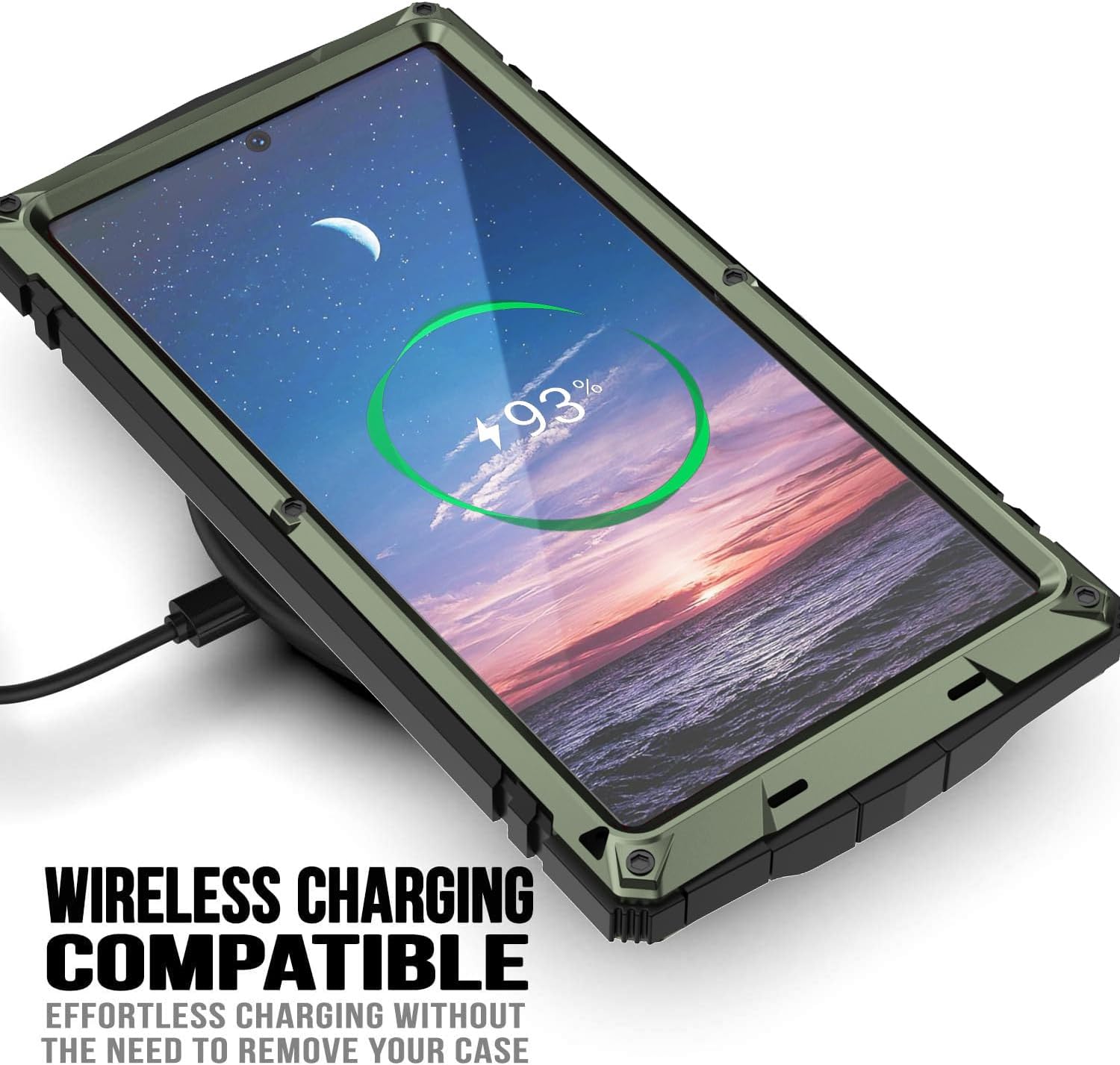 Compatible with Samsung Galaxy S25 Ultra Metal Bumper Heavy Duty Case with Stand Screen Protector Camera Cover Hybrid Durable Metallic Military Dust Proof Drop Pro Full Body Man (Green) - Image 6