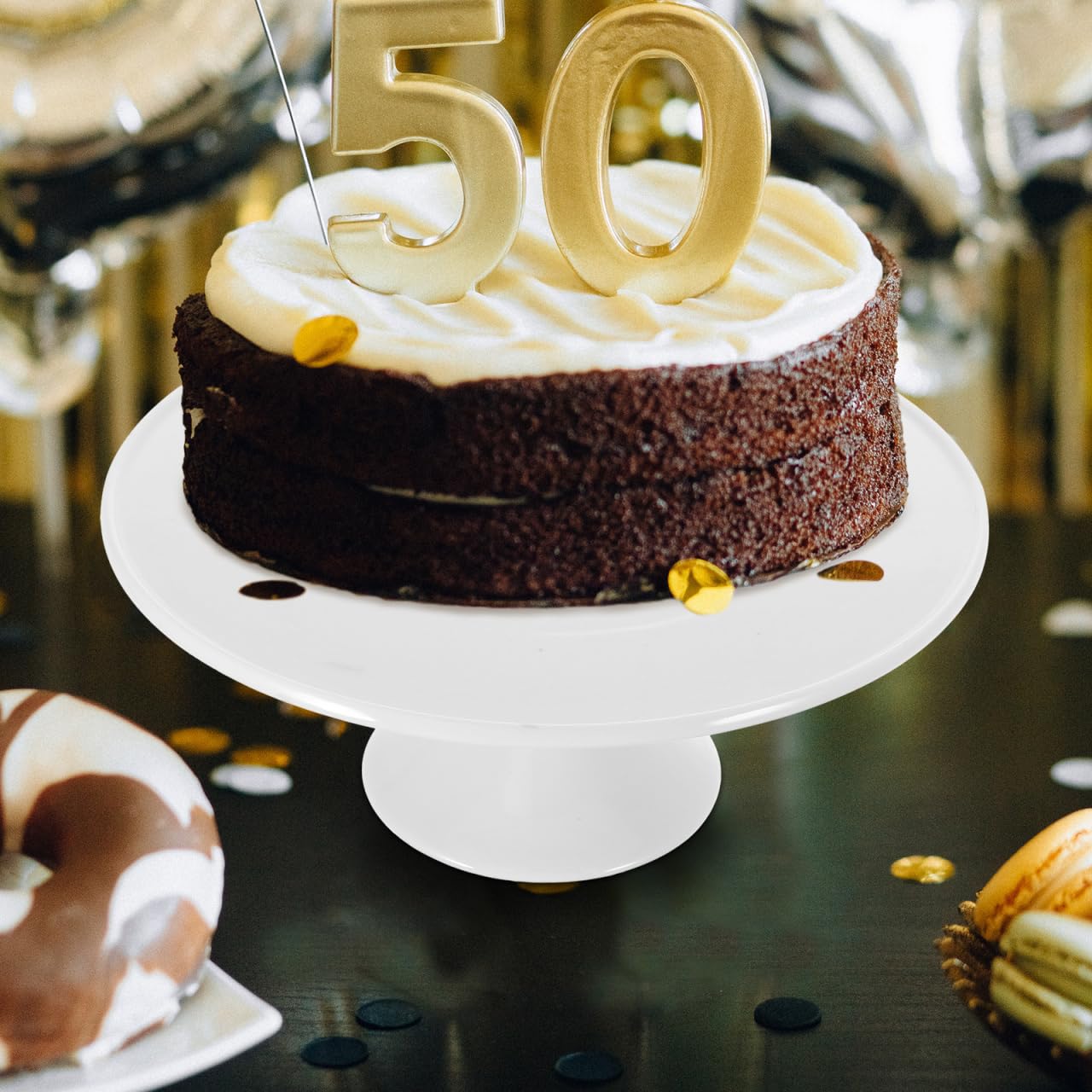 Angoily Soporte de pastel de cerámica, soporte para tartas de porcelana, redondo, postres, plato para bodas, cupcakes, decoración para fiestas de cumpleaños en el hogar