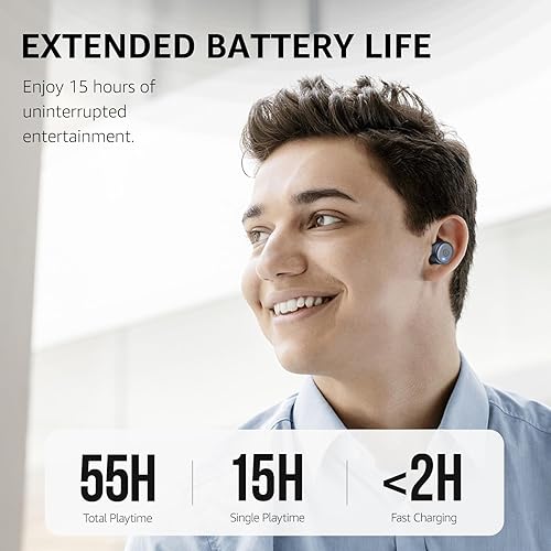 Miniatura 3 de TOZO Auriculares inalámbricos T10 Bluetooth 5.3, aplicación para personalizar ecualizador, diseño ergonómico, tiempo de reproducción de 55 horas,