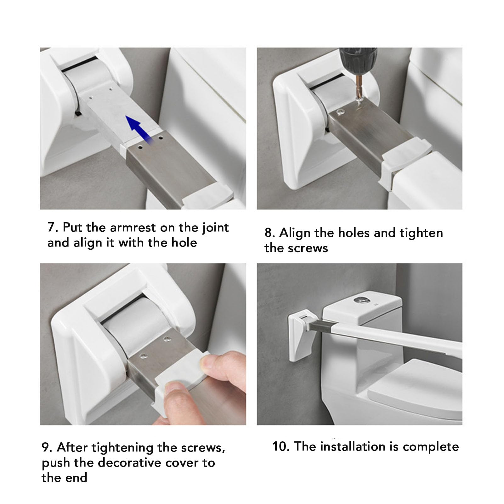 Barra de Apoyo abatible, pasamanos de Acero Inoxidable para baño para Personas Mayores, Barra de Seguridad Plegable para discapacitados en el Inodoro, Barra de Montaje en Pared, ba