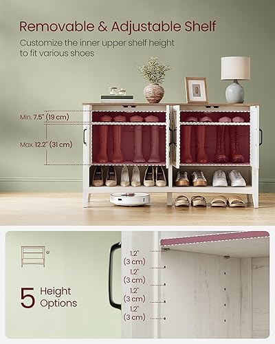 Miniatura 5 de VASAGLE LIRY Collection - Armario para zapatos, organizador de almacenamiento de 3 niveles, estante para zapatos, gabinete independiente de granja,