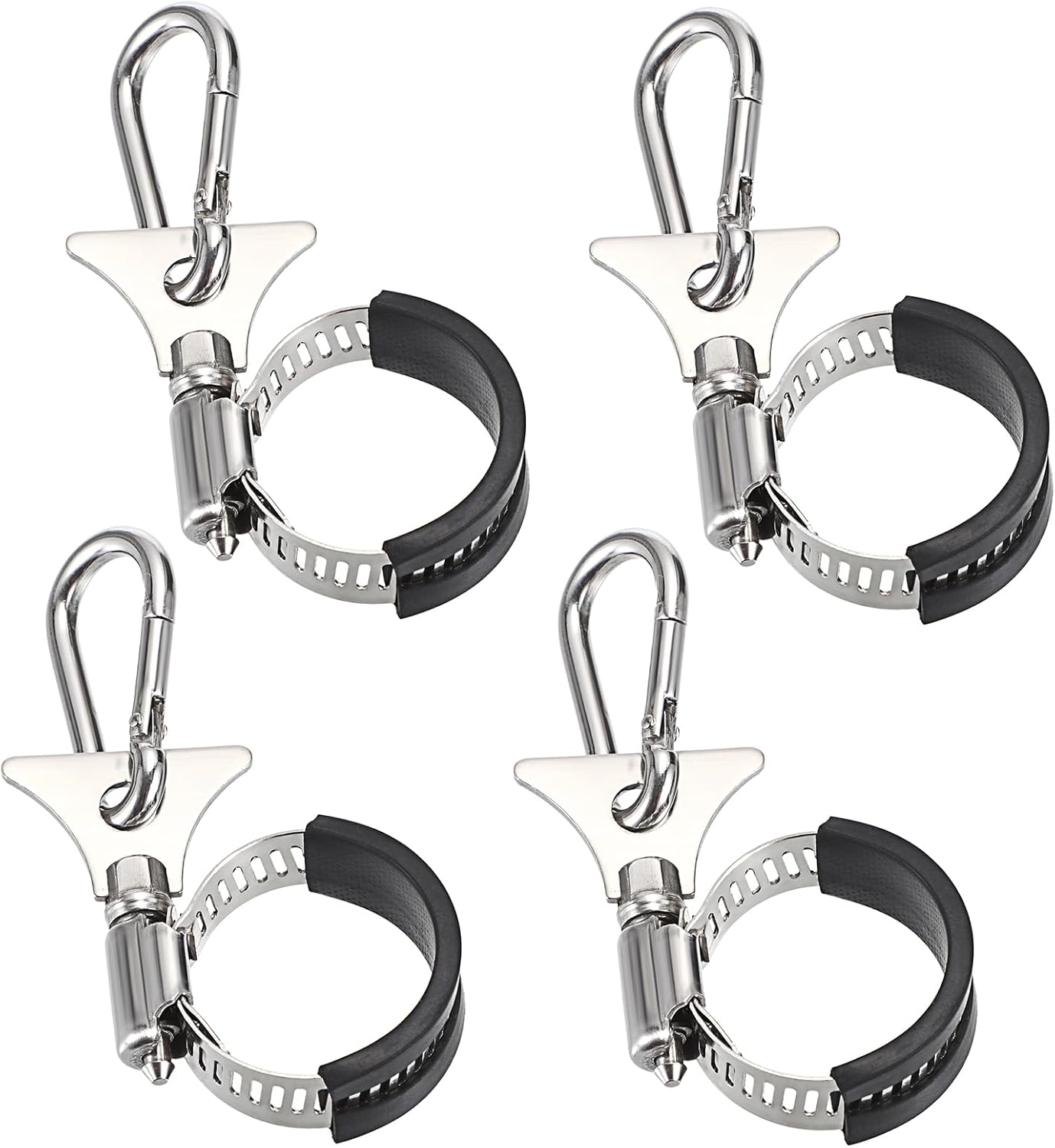 OwnMy Set of 4 Adjustable Flagpole Clips with Carabiner