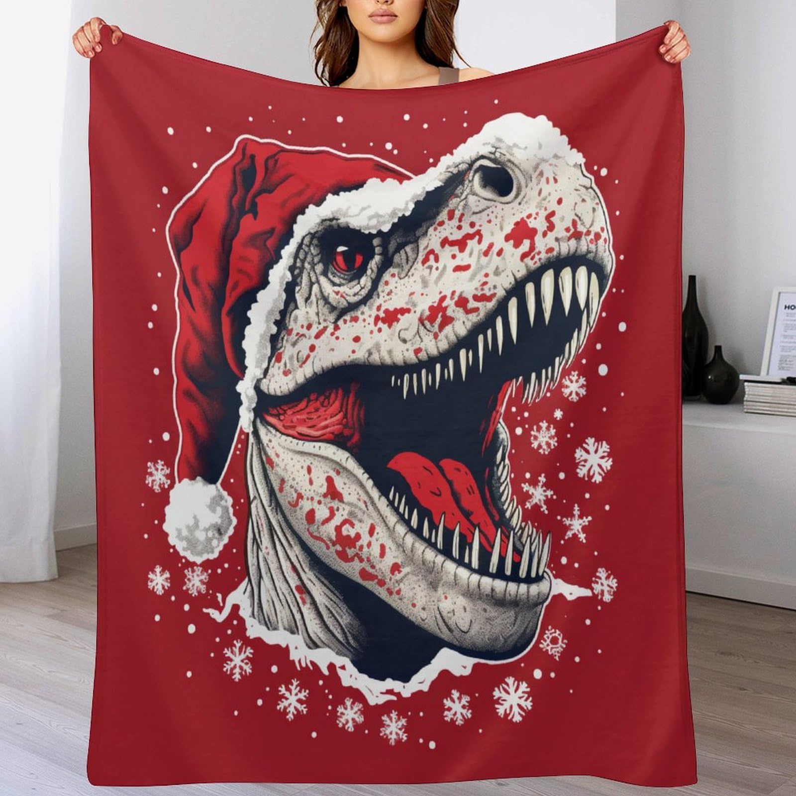 Couverture dinosaure Noël haut de gamme flannel en peluche luxe