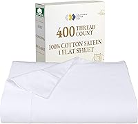 California Design Den Queen Flat Sheet Only - 400 TC 100% Cotton Sateen, Soft Breathable White Bed Sheet, Durable Hotel Luxury