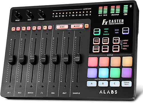 ALABS Fxcaster Audio Interface, Podcast Equipment with 7 controls, Podcast