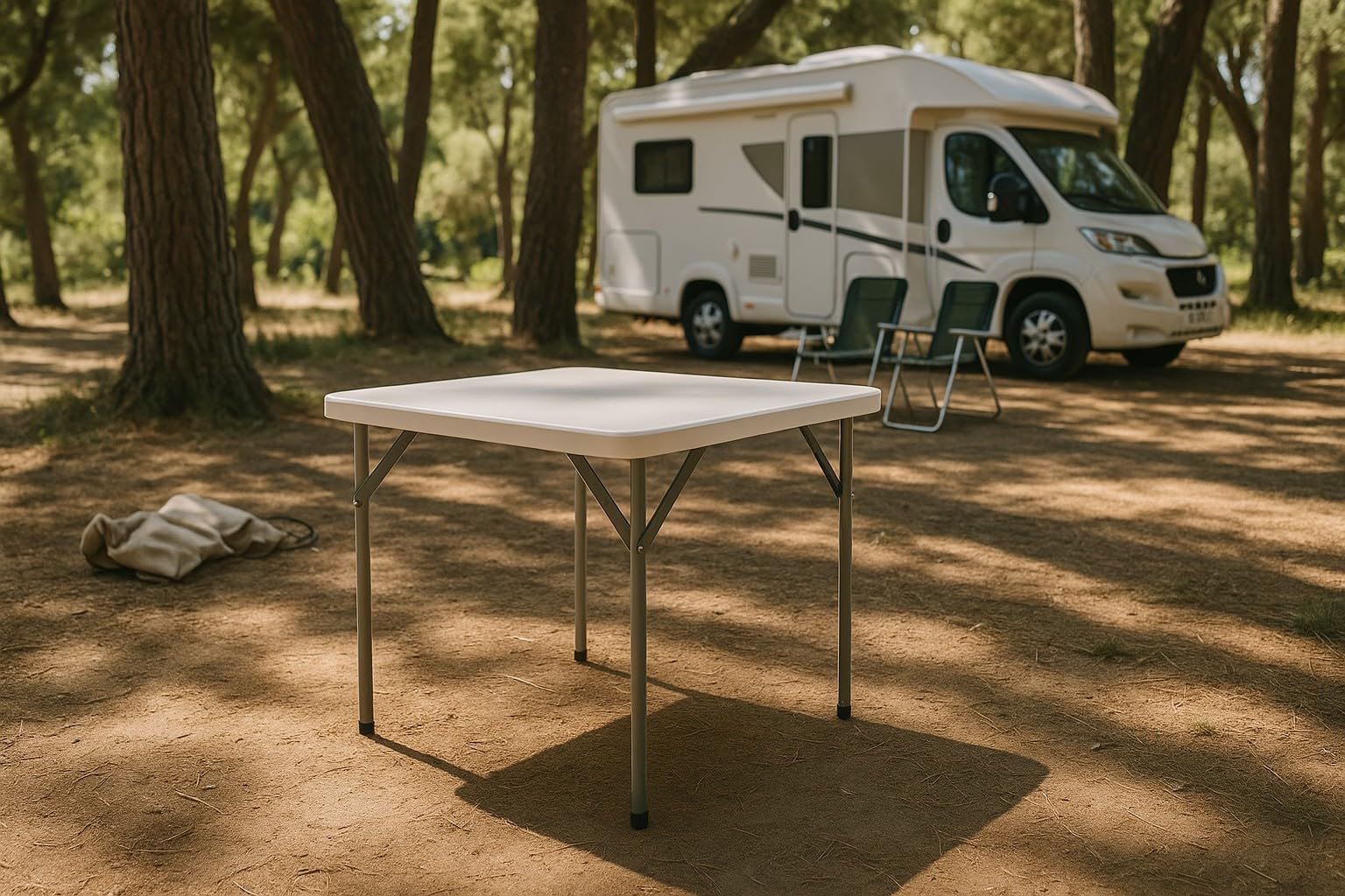 HERSIG - Mesa Plegable - Mesa Jardin Exterior Cuadrada 84x84x74 CM - Mesas Plegables Portatiles Resistente - Mesas Auxiliares Plegables - Ideal para Camping, Picnic, Comidas, Trabajo, Fácil de Guardar