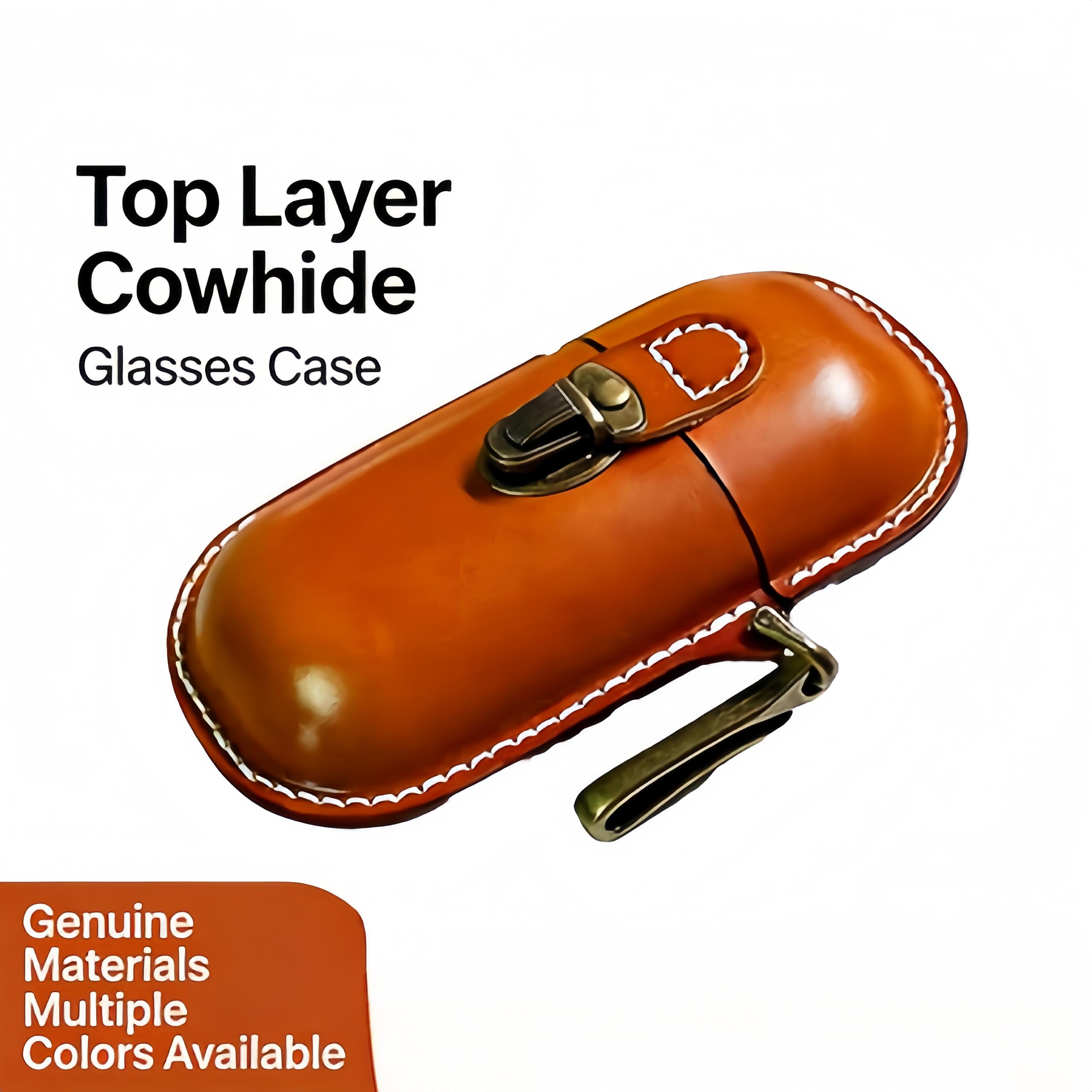 Étui de protection en cuir pleine fleur rétro (lunettes de soleil, lunettes de vue, lunettes de lecture), pochette de rangement pour lunettes portable,Marron
