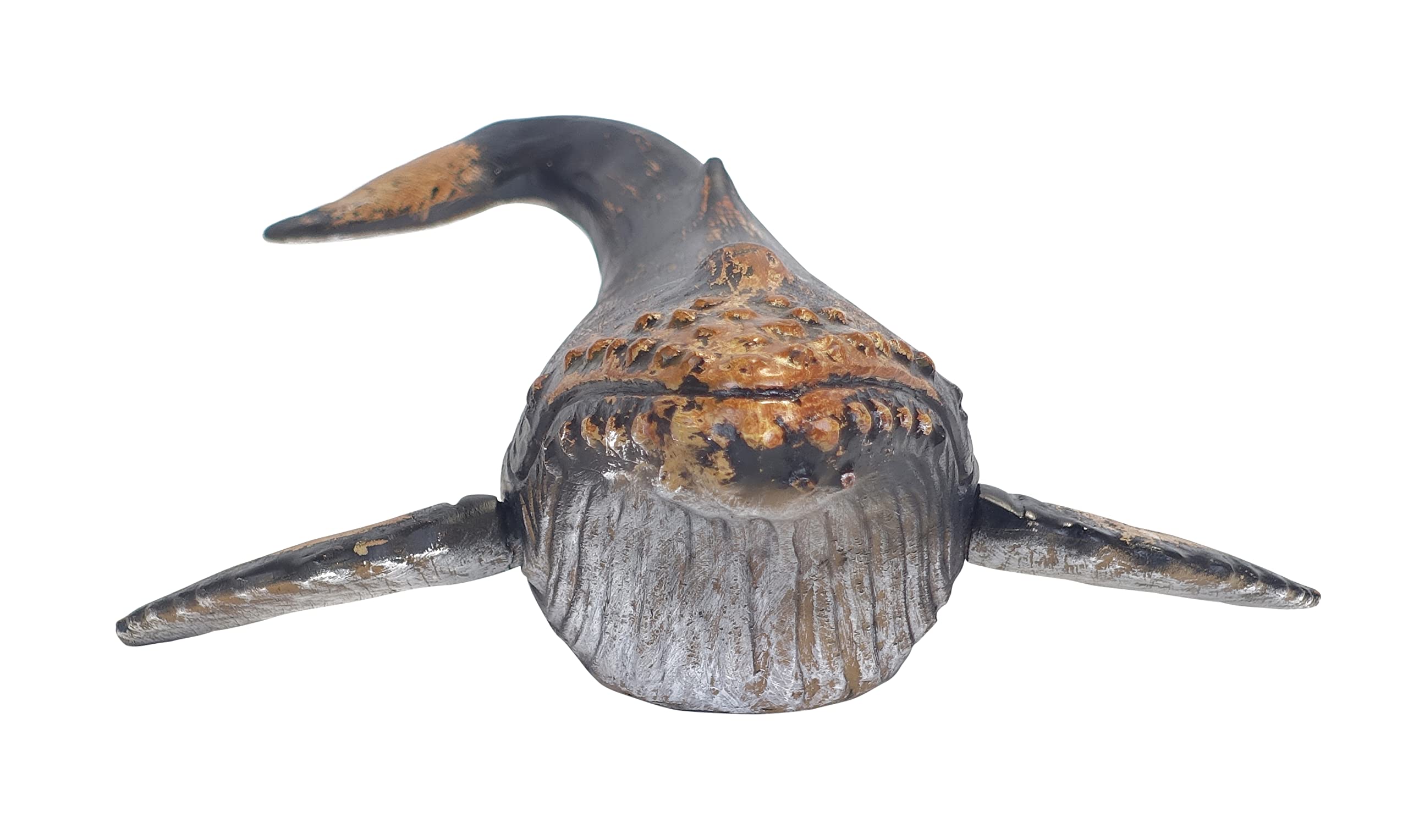 MichaelNoll Wal Walfisch Fisch Dekofigur Statue Skulptur Polyresin Blau Modern - Maritime Deko für Wohnung in Holz-Optik - Dekoration für Wohnzimmer, Schlafzimmer oder Badezimmer - 60x14,25x38,25 cm