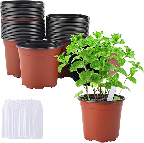 Whonline Paquete de 150 macetas flexibles de 4 pulgadas de grosor de plástico suave para plantas de semillero para plantas suculentas, plántulas,