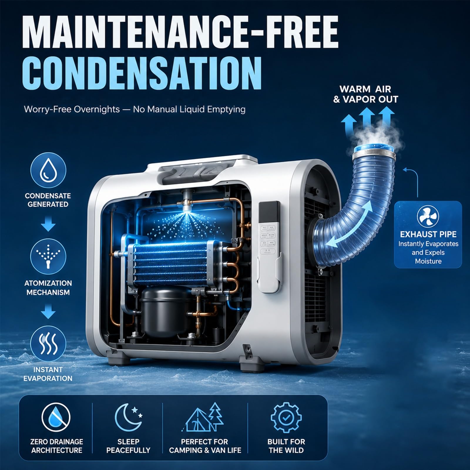 Aire Acondicionado Portátil 5100 BTU, Unidad de Climatización Compacta de Doble Tubo con Refrigeración por Compresor, Mini Enfriador Local para Tienda, Van