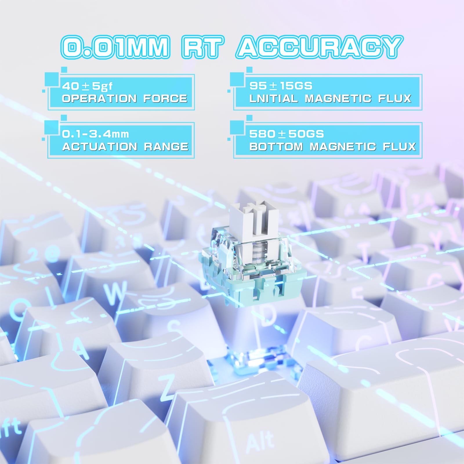 MAMBASNAKE × Attack Shark Clavier et Souris sans Fil à commutateurs magnétiques, Clavier à déclenchement Rapide 8 khz, Souris Gaming trimode 59g pour pc/Mac(Blanc)
