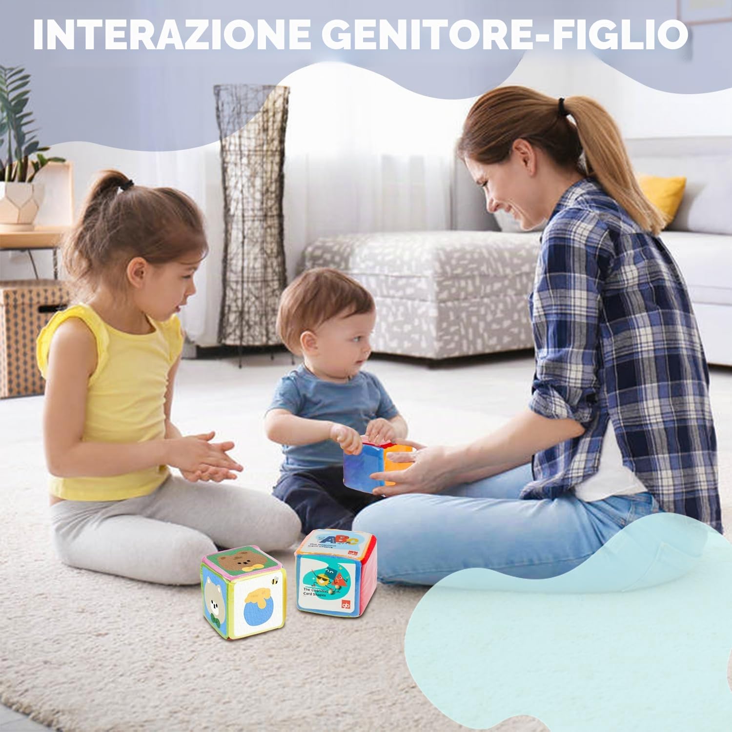 2 cubi grandi in schiuma, cubo colorato con tasche da taschino, 10x10x10 cm con tasca per asilo, scuola materna, apprendimento precoce