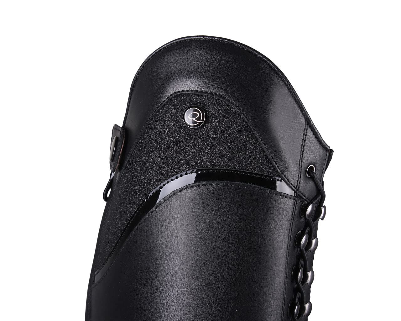 QHP Dressur Leder-Reitstiefel Hailey Adult Weit Schnürung Glitzer (schwarz, numeric_41)