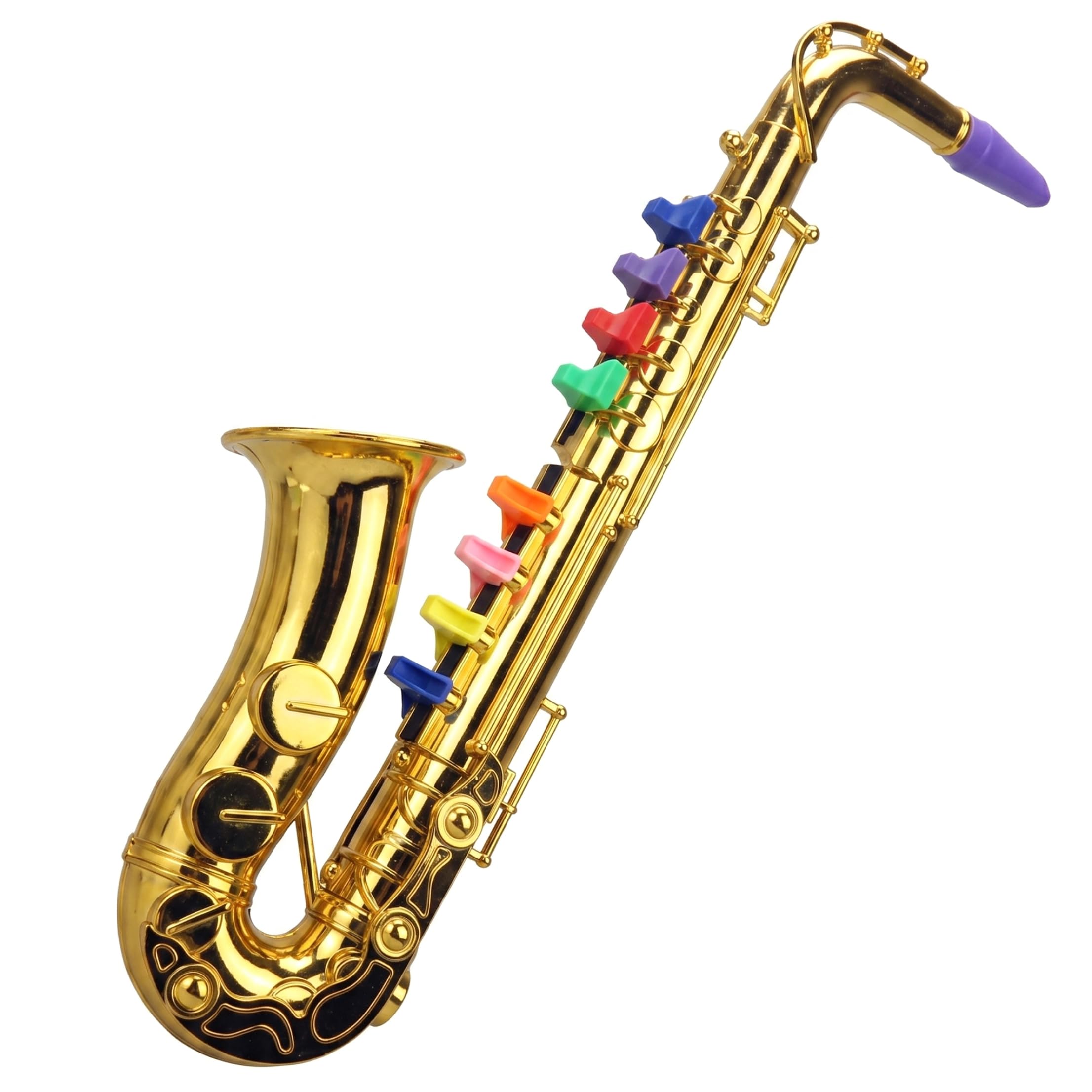 Spielzeugsaxophon, Musikinstrumente für Kinder mit farbcodierten Tasten, Saxophon für Kinder, Lernspielzeug für Jungen und Mädchen, Geburtstag, Partyspiel, Gold