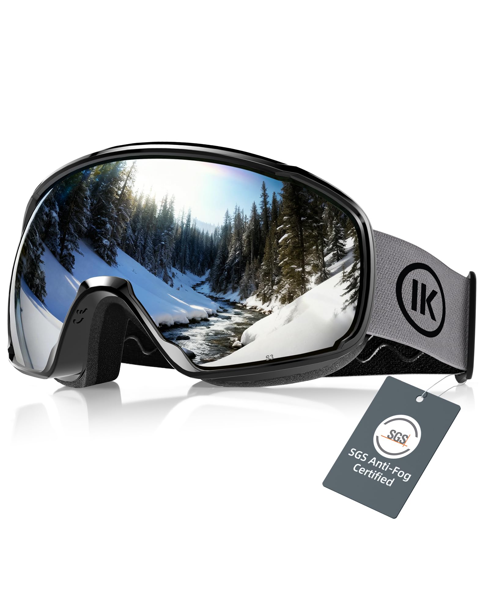 Innerking Occhiali da sci OTG SGS approvati, occhiali da neve, snowboard, invernali, anti appannamento, per adulti, giovani, uomini e donne