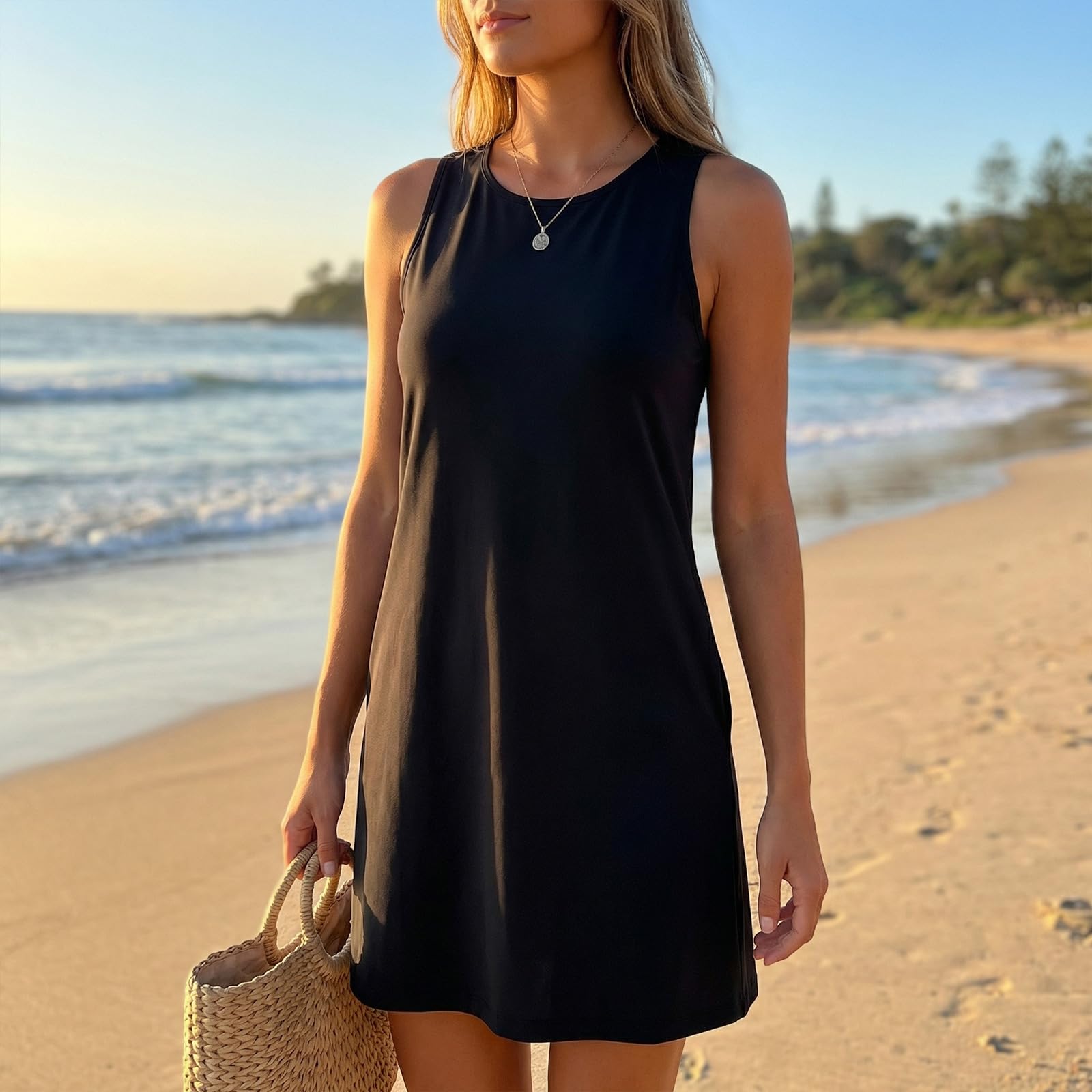 Abito Estivo da Donna Senza Maniche Stampa Floreale Bohémien Etnico Vestito Elegante Abito da Spiaggia Tank Short Mini Vestiti A-Line Estivo Vintage Beach Dress