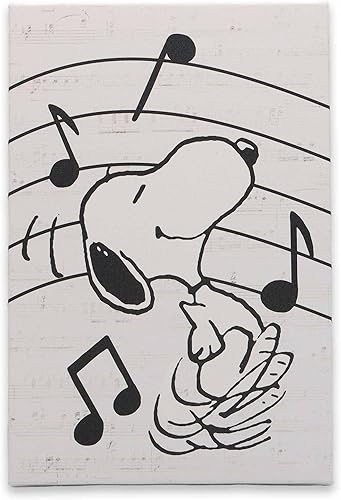 Open Road Brands Peanuts Snoopy Music Note Gallery - Lienzo decorativo para pared, divertido arte de pared con música de Snoopy para el hogar o el
