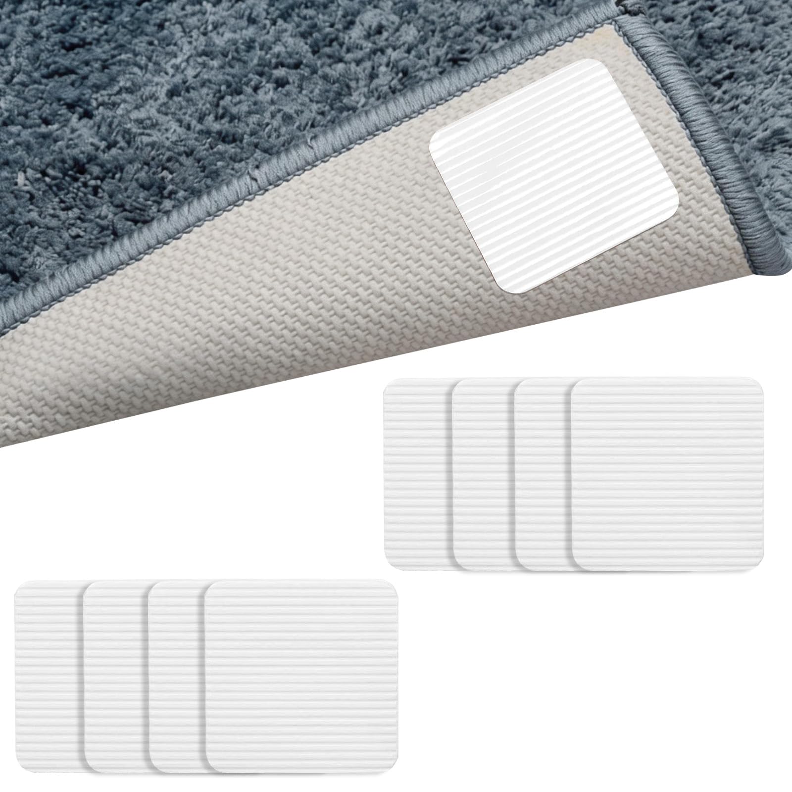 8 Pcs Vacuum Tech Rug Grippers, 10x10cm Anti Slip Rug Pads Grippers