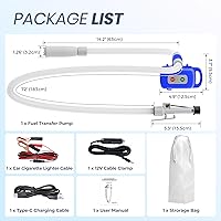 Vista 9 de Bomba de transferencia de combustible eléctrica con sensor de parada automática, protección contra fugas, batería de litio de 72 pulgadas de largo