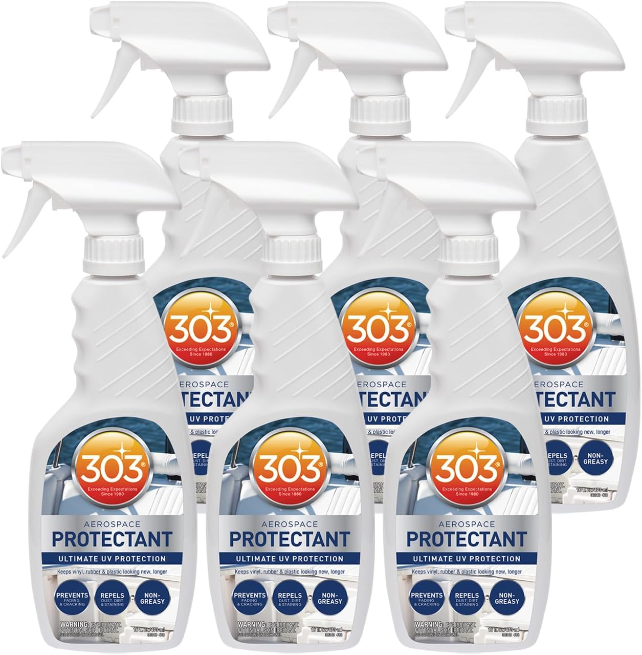 303 Marine Aerospace Protectant – UV Protection – Repels Dust, Dirt, & Staining – Smooth Matte Finish – Restores Like-New Appearance – 16 Fl Oz (Pack of 6) (30340-6PK)