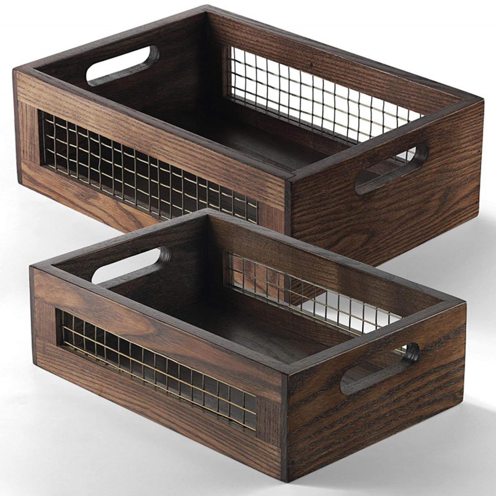 2 Cestas Organizadoras de Almacenamiento con Asas, Decoración Rústica, para Alimentos Y Pan.
