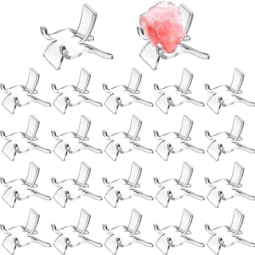 Jetec 20 soportes de exhibición de acrílico, soporte de roca transparente, caballete de pedestal, pequeños coleccionables soportes de exhibición