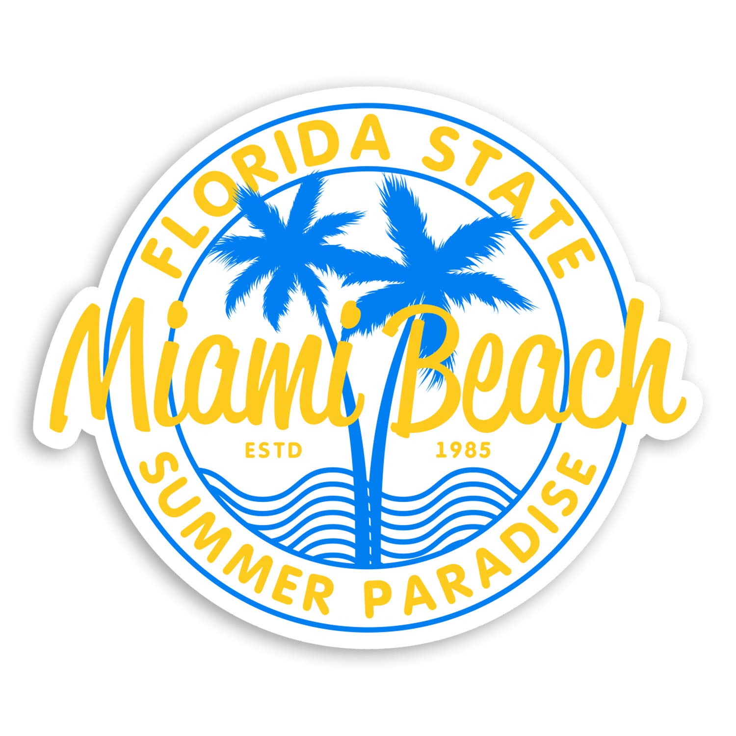 Destination Vinyl Ltd Multi 2 X 10Cm Miami Beach Florida Vinyl Stickers - Usa America Luggage Sticker #34678 (10Cm Wide)