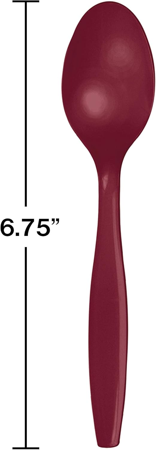 Creative Converting Burgundy Red Disposable Plastic Spoons Party Supplies, 7" : Health & Household