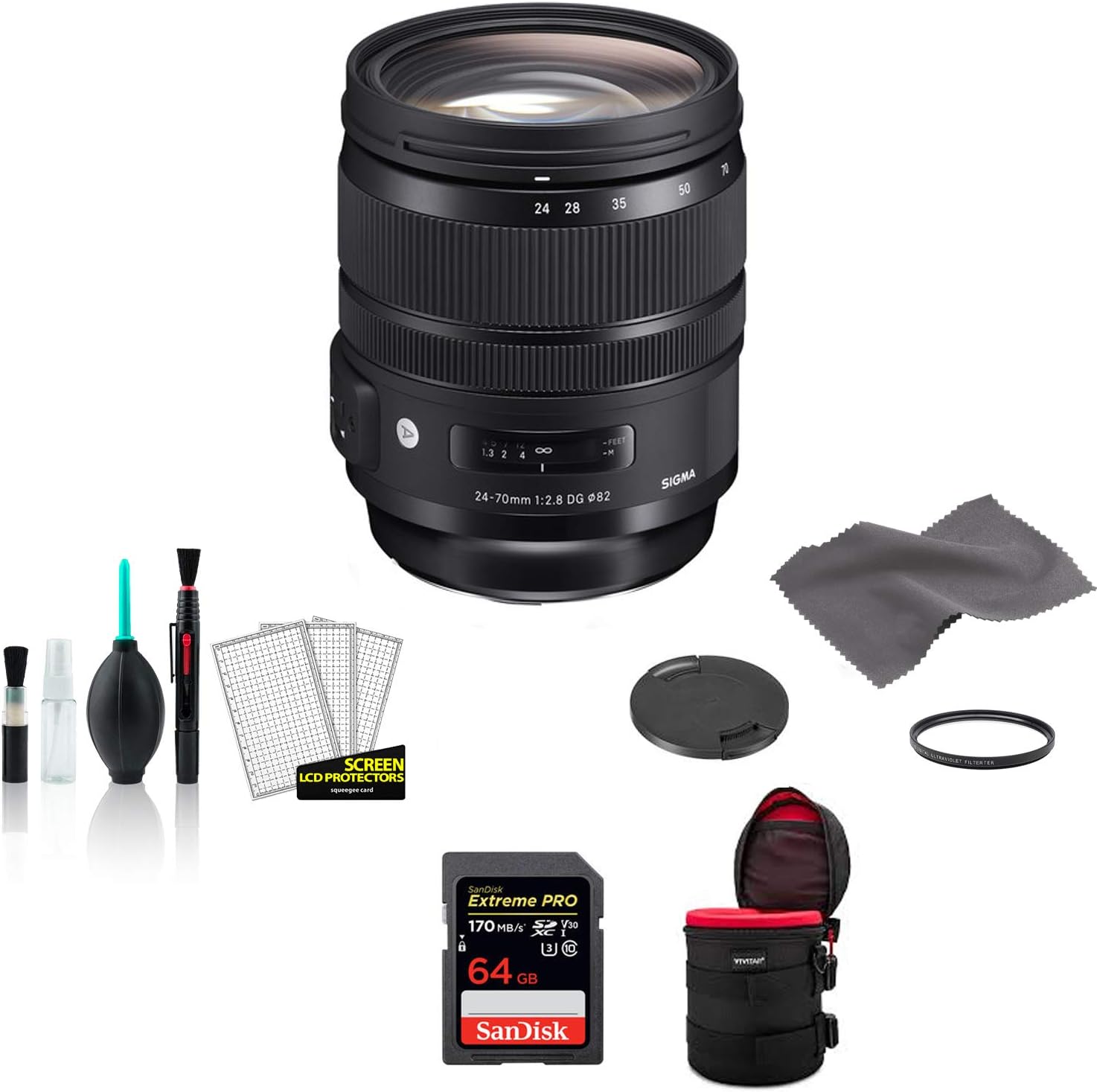 Sigma 24-70mm f/2.8 レンズセット 82mm UVフィルター + 64GBメモリ