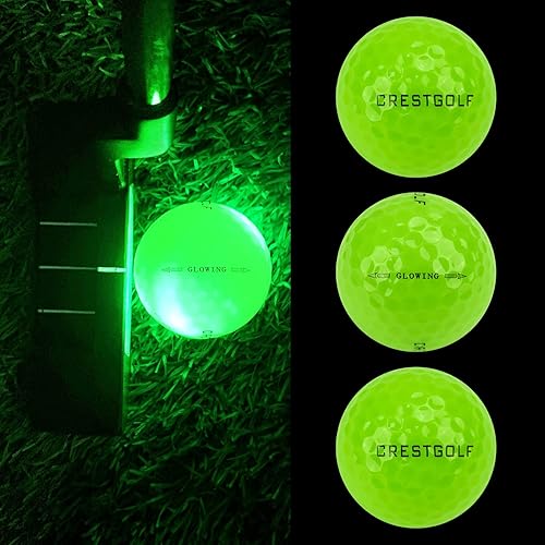 Miniatura 6 de Crestgolf Paquete de 6 pelotas de golf que brillan en la oscuridad iluminadas por la noche con temporizador de reinicio de 12 minutos, juegos de