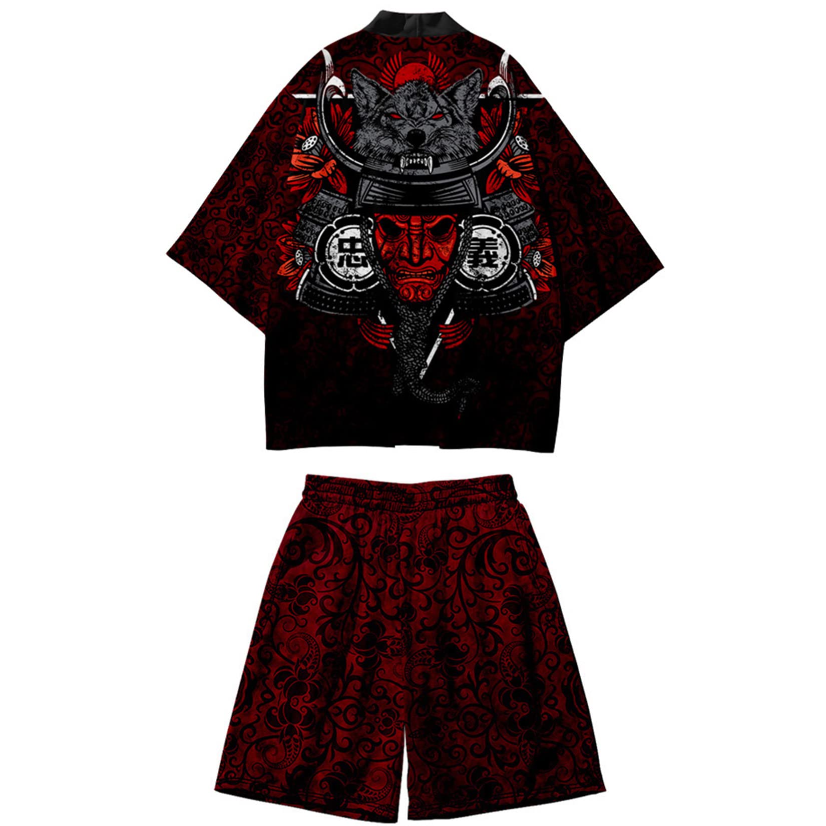 Men's Japanese Kimono Set 2 Piece Shorts Sets Summer Beach Vacation Outfits