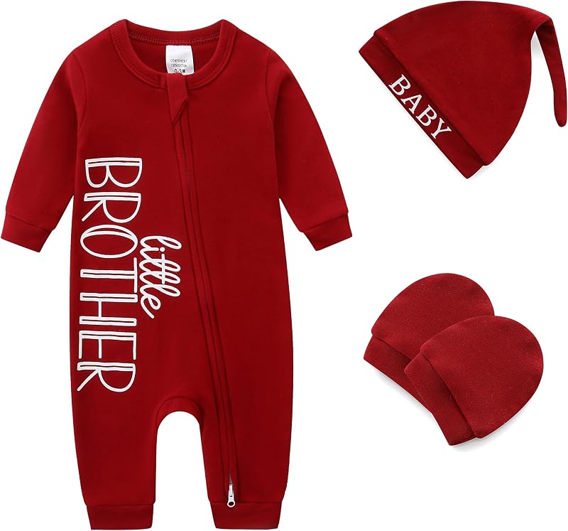 Ropa de recién nacido Hermano pequeño Traje de recién nacido Algodón Trajes de bebé que viene a casa Pijama sin pies Onesie