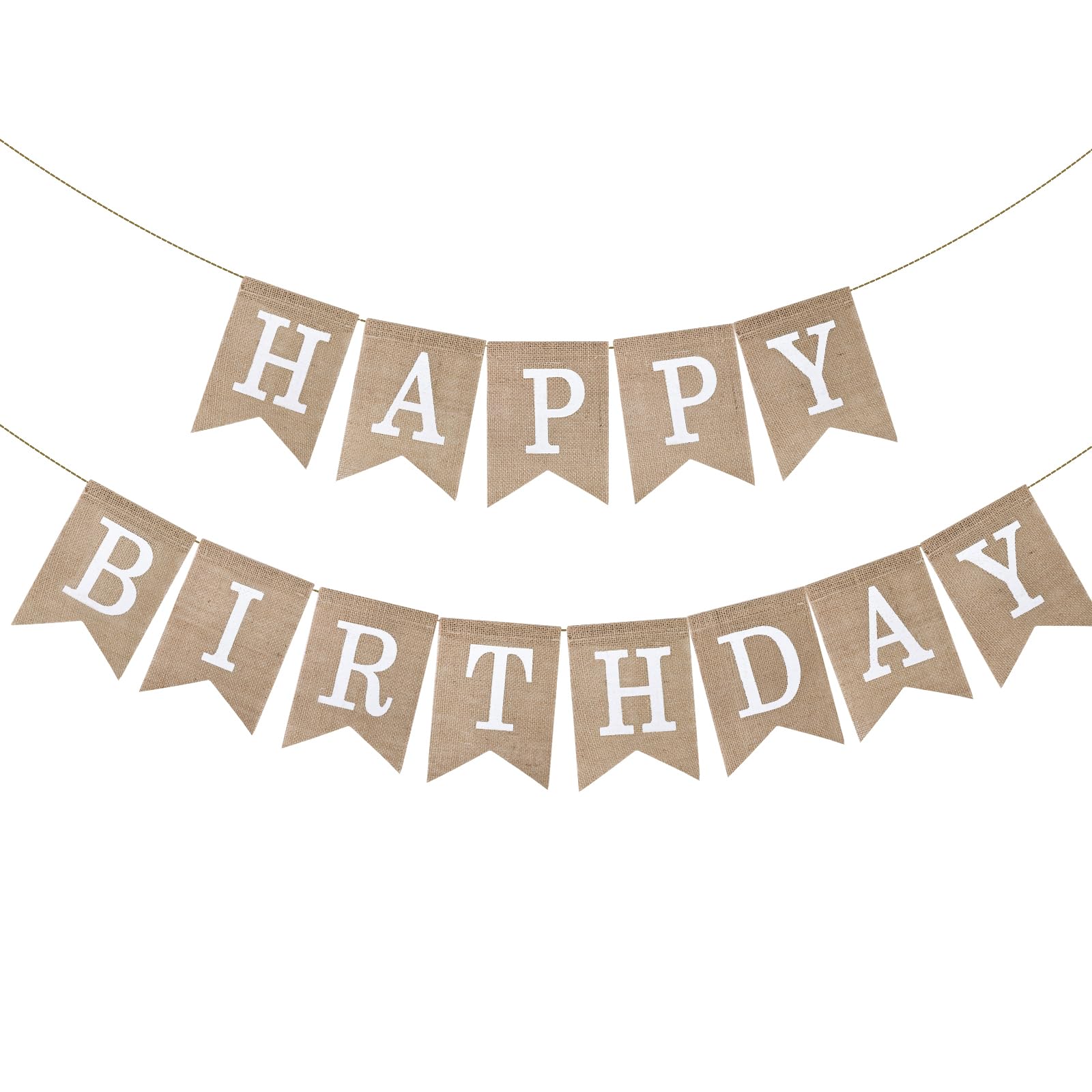 Babenest Burlap Happy Birthday Banner, Colourful Fabric Happy Birthday Sign Reusable Bunting Swallowtail Flag for Women Men Girl Boy Rustic Party Baby Shower Celebration Backdrop Decorations Supply