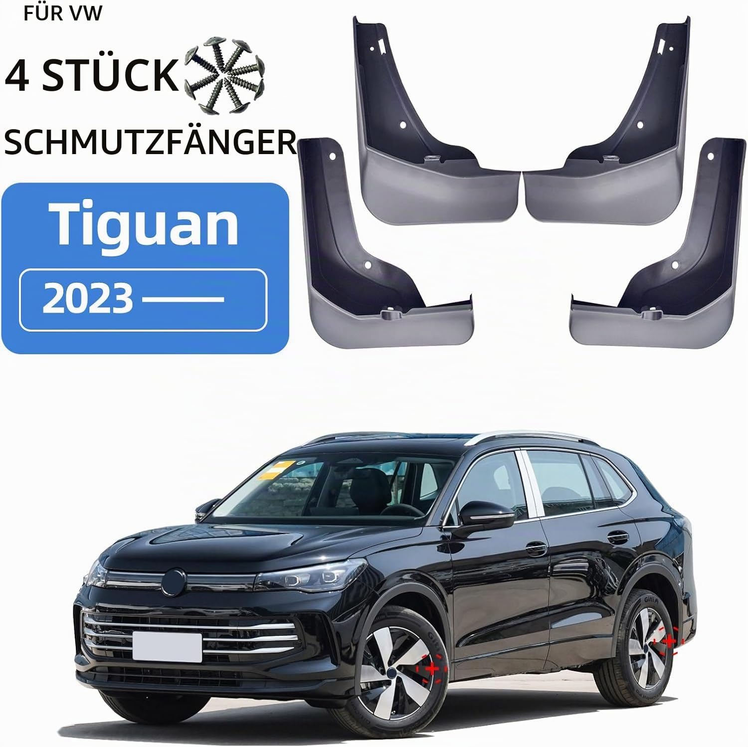 Auto Schmutzfänger für VW Tiguan Regular Edition 2023 2024 2025,Vorne Hinten Fender Spritzschutz Dustproof Kratzfest Korrosions Kotflügelschoner Zubehör