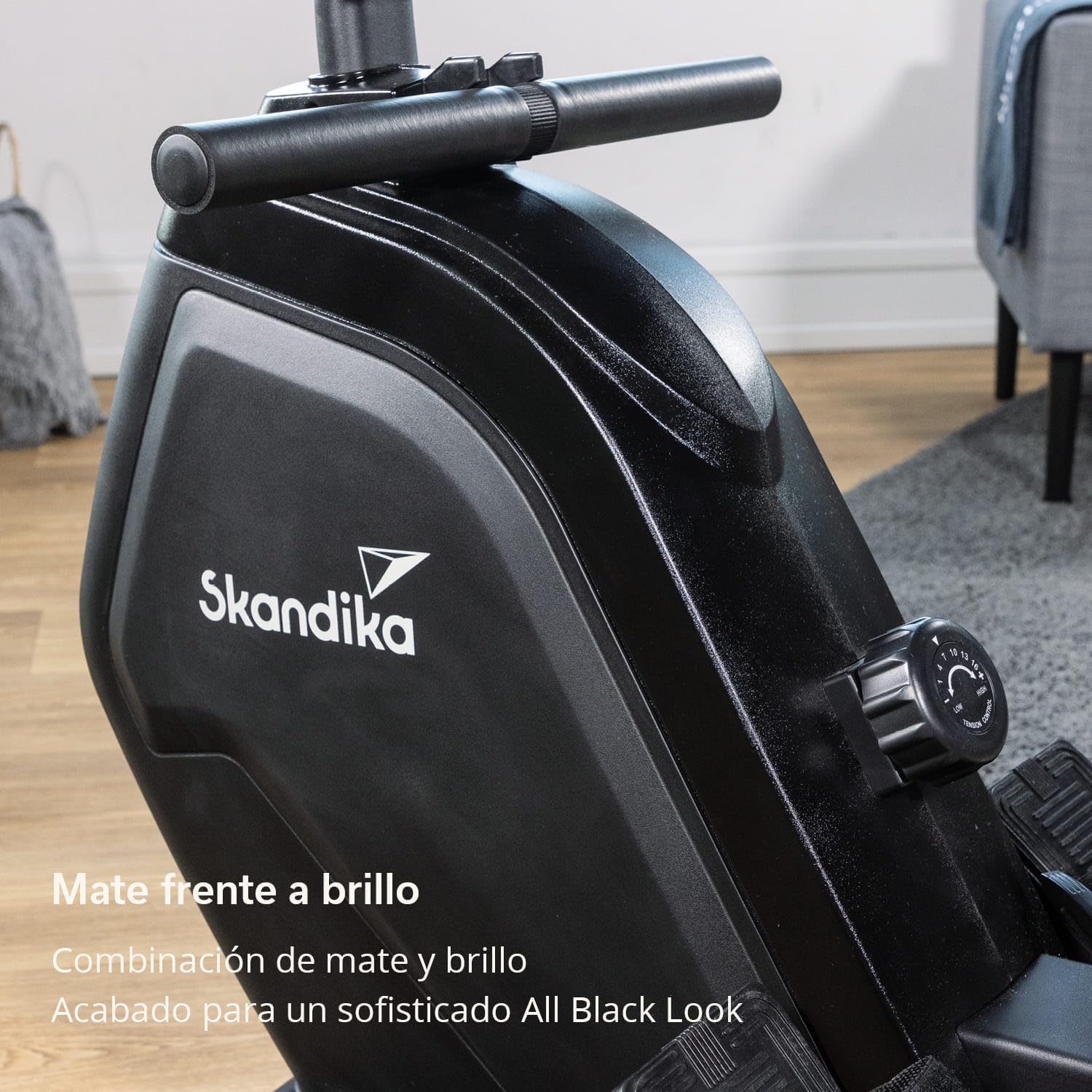 Skandika Munin | máquina de Remo, Plegable, Resistencia magnética de 16 etapas, Compatible con Kinomap App, hasta 190 cm, Ideal para casa (Negro)
