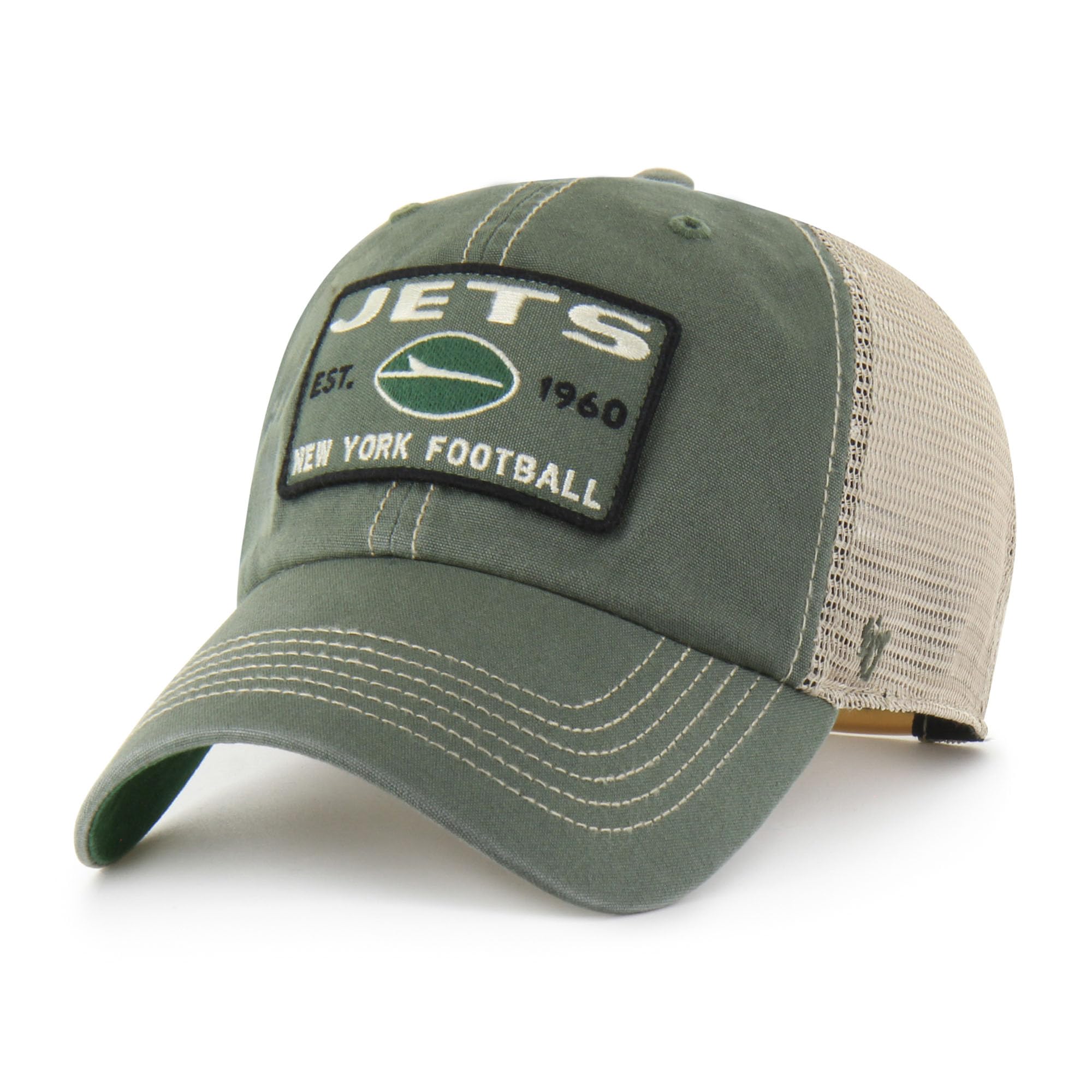47 Men's NFL Wabash Trucker Clean Up Adjustable Hat, New York Jets Green, One Size