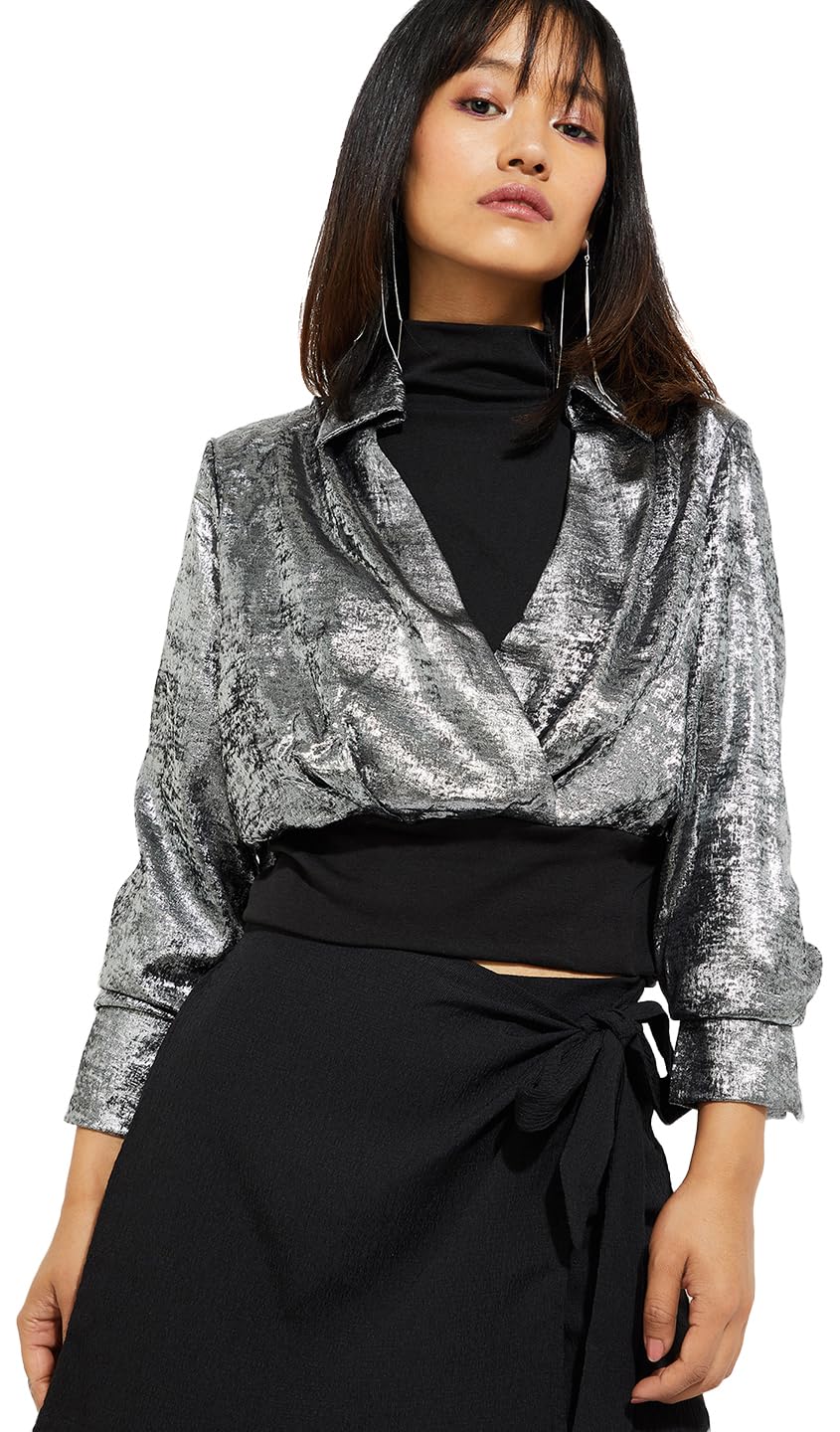max Women Polyester Standard Length Alaya F X Urb_N Shimmer Layered Jacket-picture-26