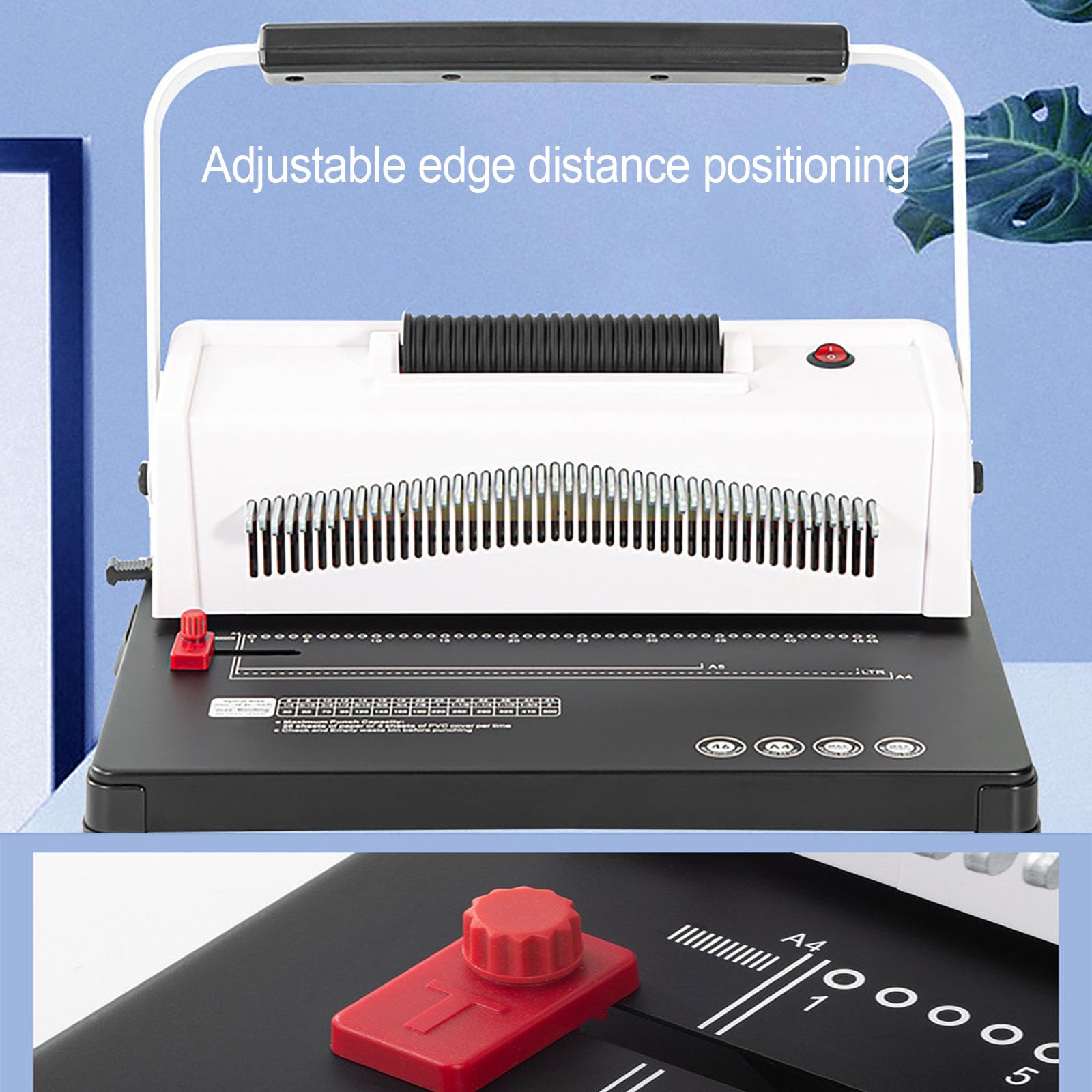 Máquina de encuadernación en espiral eléctrica, máquina de encuadernación automática de bobinas con distancia de borde ajustable, capacidad de 20 páginas, encuadernación automática manual para oficina
