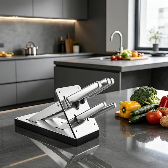 6-Piece Kitchen Knife Set with Ventilated Knife Block High Carbon Stainless Steel Culinary Knives, Dishwasher Safe, Professional Cooking Knife Set (Chef/Slicer/Bread/Utility/Paring)