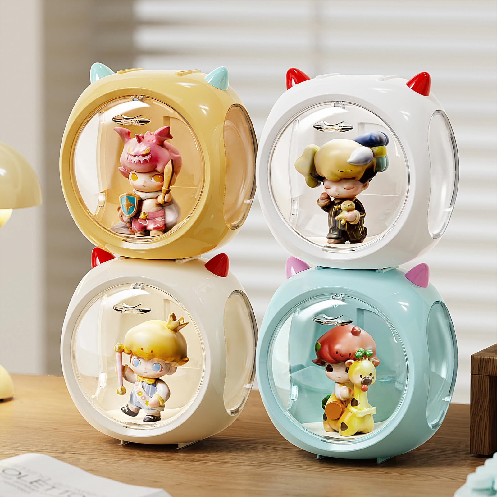 Clear Display Case for Single Figures, Wall-Mounted Space Pod Figure Storage Box, Acrylic Display Box with Magnetic Door Suitable for Pop Mart, Lego Collectibles Action Figures (White)