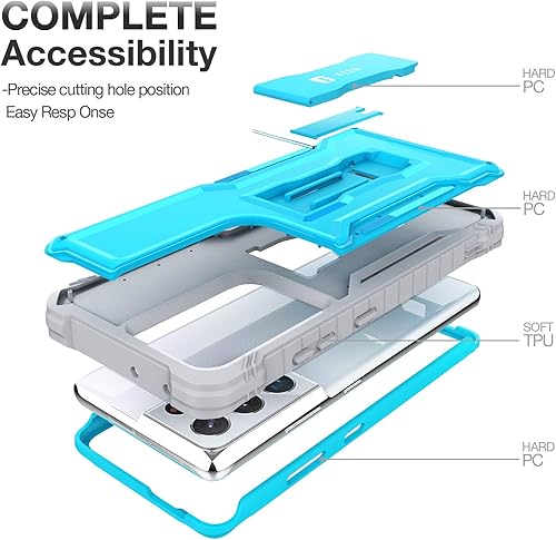 Miniatura 5 de FITO - Funda compatible con Samsung Galaxy S21, doble capa a prueba de golpes resistente para Samsung Galaxy S21 con función de atril incorporada