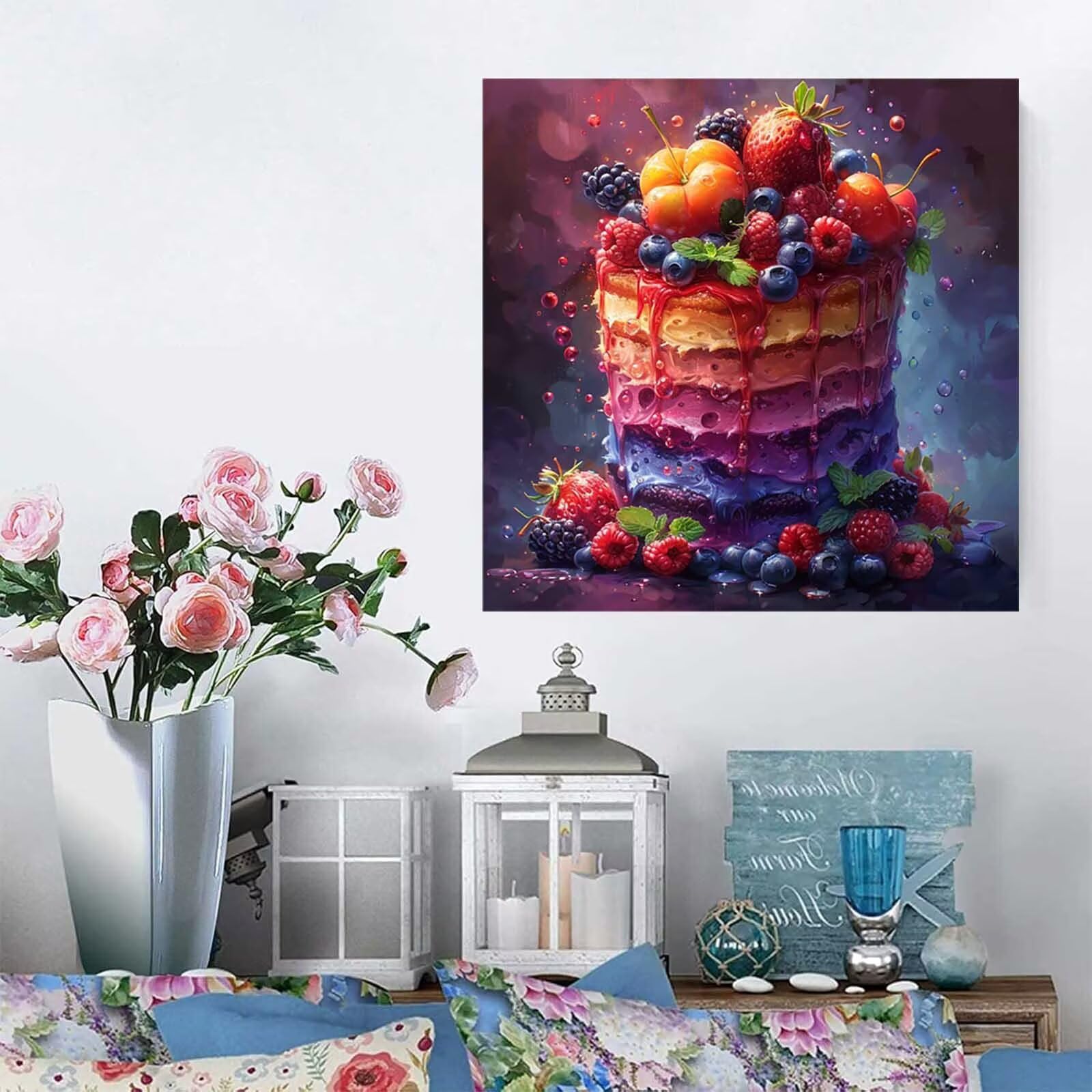 5D Diament Malarstwo Owoc Numer dla dorosłych, Diament Malarstwo Ciasto dla Dorosłych, DIY Hobby Kreatywny zestaw dla dorosłych, Numer Malarstwo Rhinestone Zestaw Ścieg krzyżykowy, Boże Narodzenie