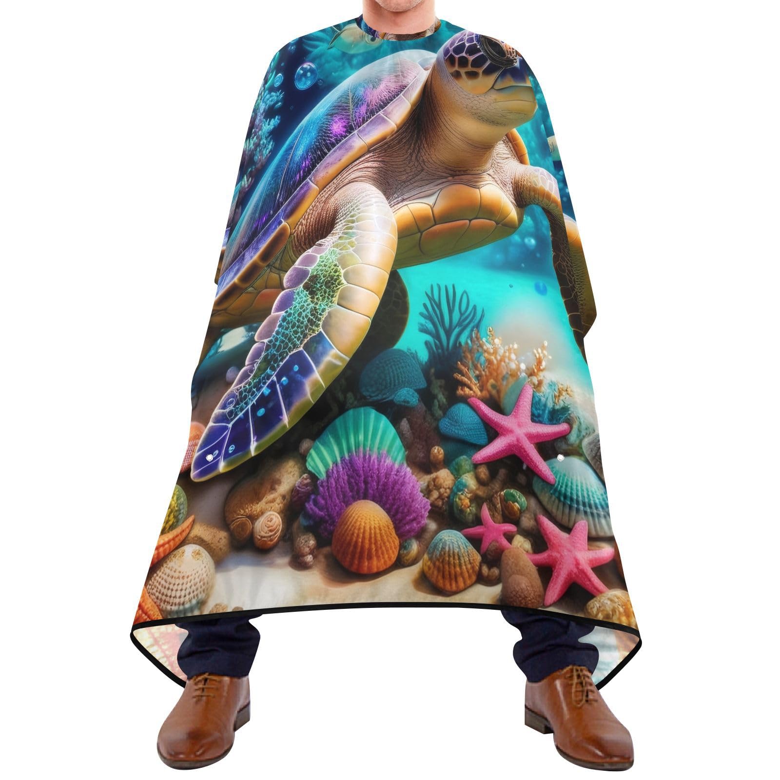 Hezely Sea Turtle Hair Dye Cape, Barber Cape for Adults,Waterproof Salon Cape,Waterproof Hairdressing Styling Hair Cutting, 65