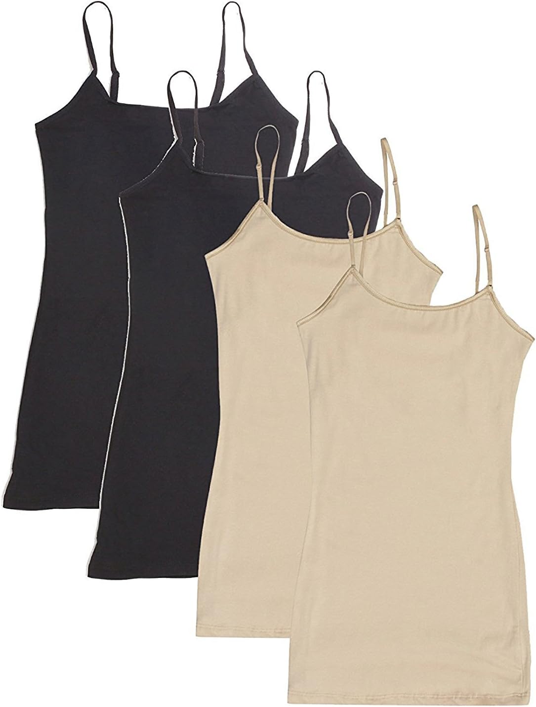 Active Basics Women's Camisole 8745 - 4 PACK: (2)BLACK(2)BEIGE, S