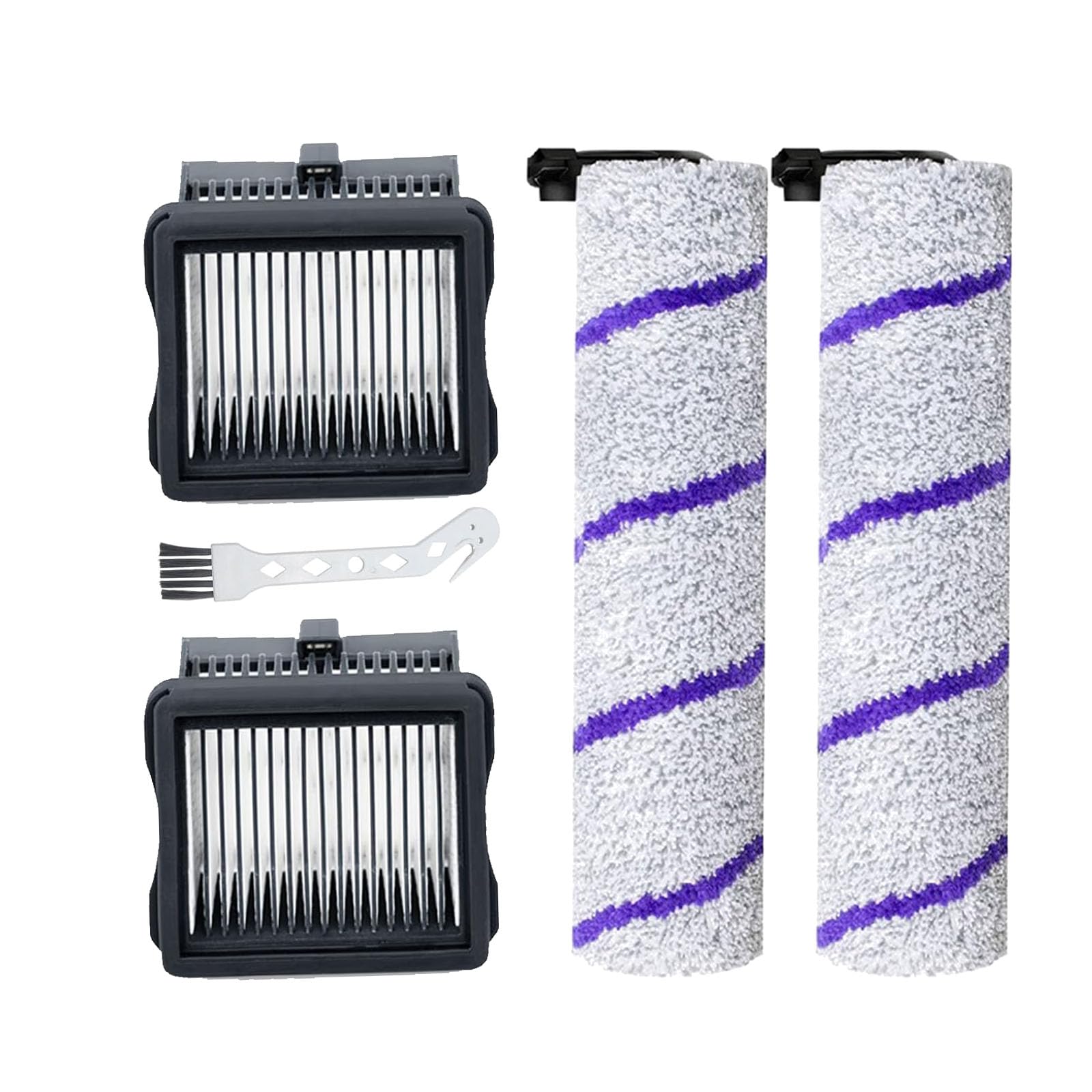 Replacement Accessories Kit for Narwal S10 Pro Wet Dry Robot Vacuum Cleaner, Parts 2 Main Brush 2 HEPA Filters Spare