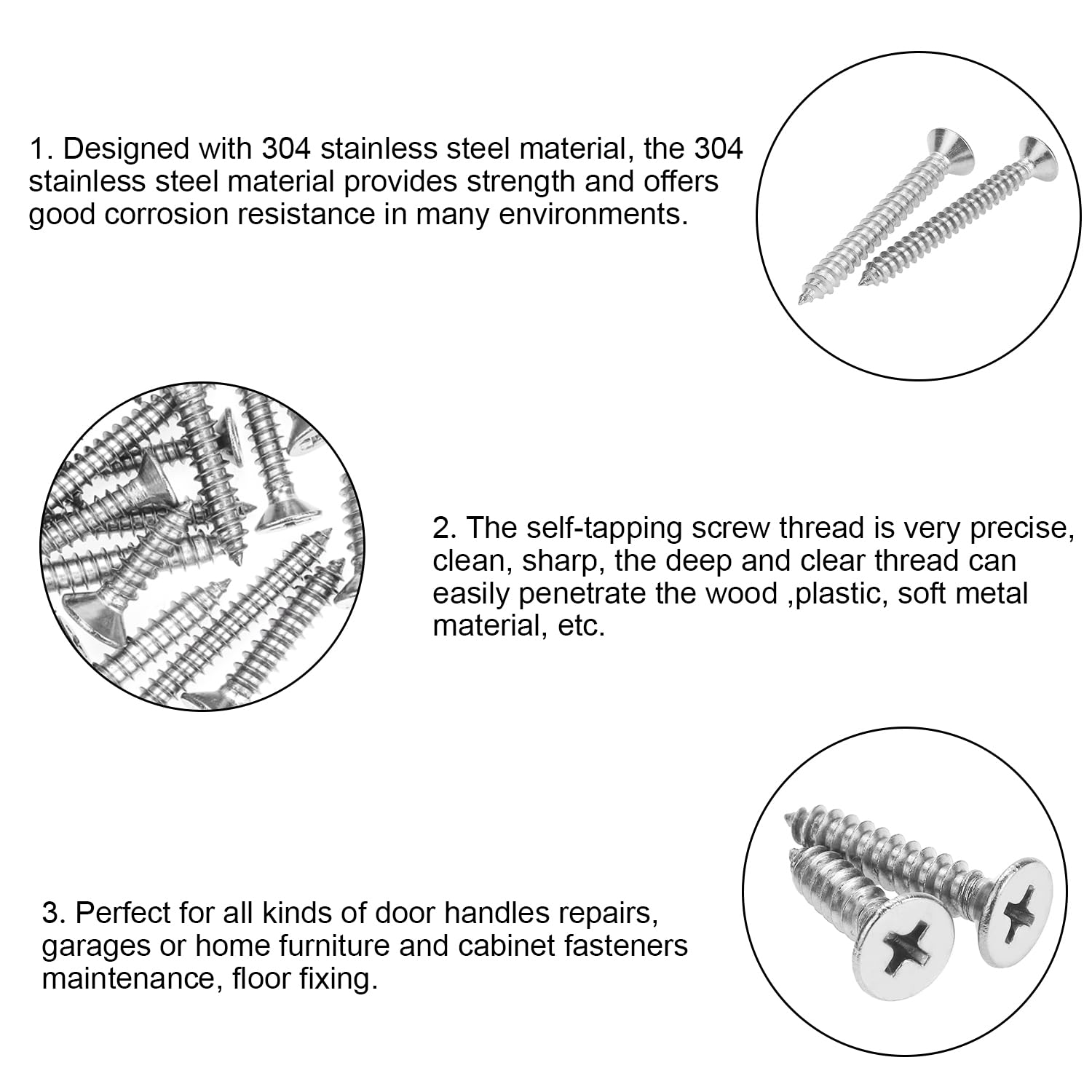 DYWISHKEY 546-Piece Assorted Screws Kit, #4-#10 Self-Tapping Wood Screws